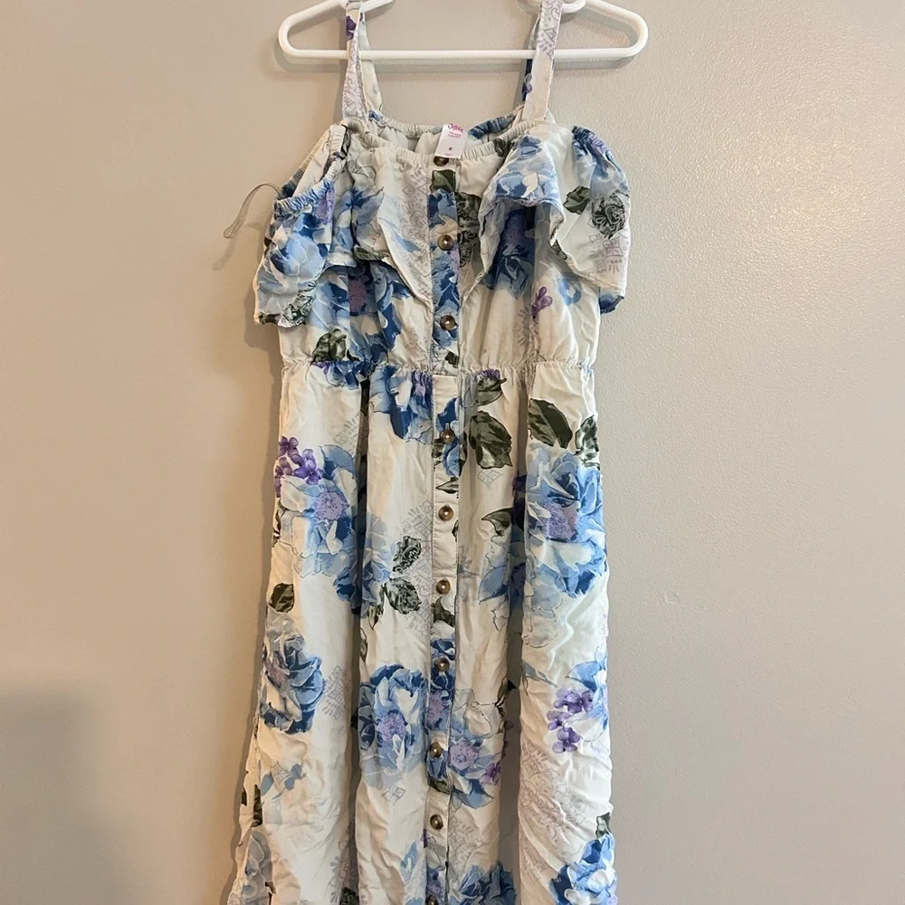 Justice Blue and White Flutter Sleeve Sundress